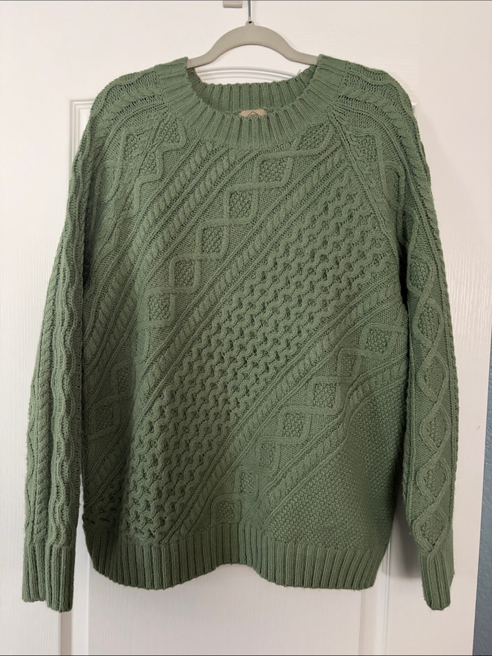 St. John's Bay Olive Green Cable Knit Crewneck Sweater
